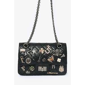 Pre-Loved Chanel™ 2012 Black Calfskin Lucky Charms Mini Reissue 224